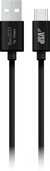 Дата-кабель BoraSCO USB - Type C, 2А 1м, черный фото 1